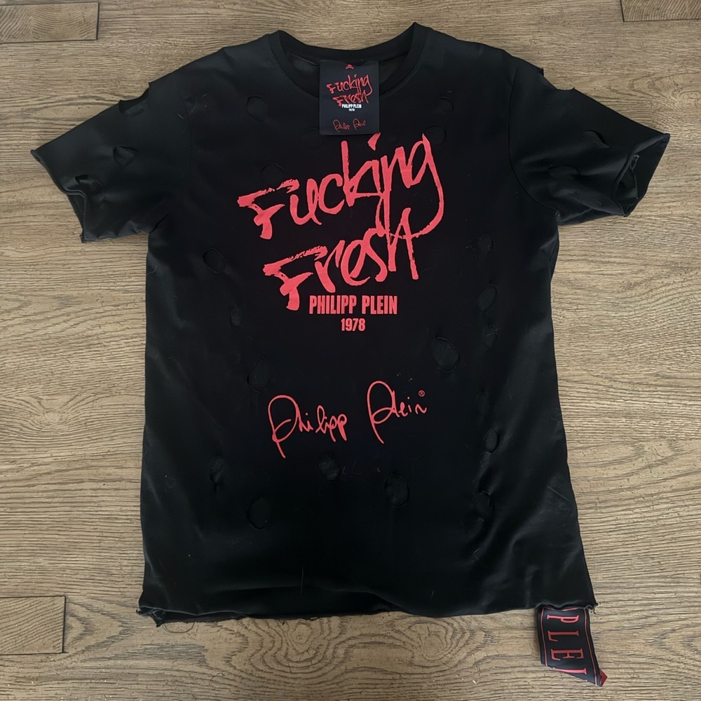 Philipp Plein “F*cking Fresh” Distressed Graphic Tee Luxury streetwear oversized